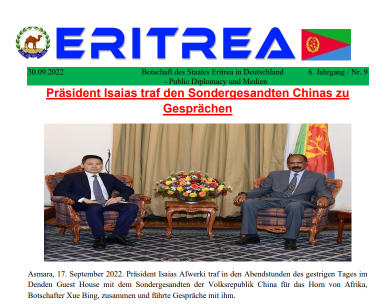 Dehai -- Bulletin aus Eritrea 30 Sep 2022 - Botschaft des Staates