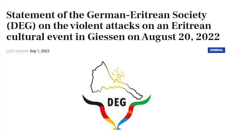 Dehai News -- Statement of the German-Eritrean Society (DEG) on the